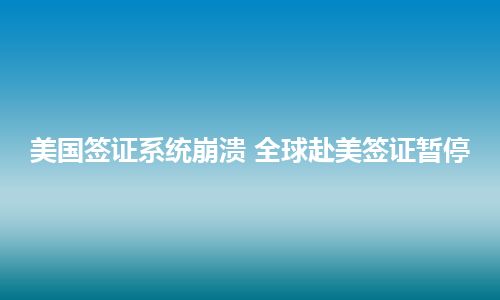 美国签证系统崩溃 全球赴美签证暂停