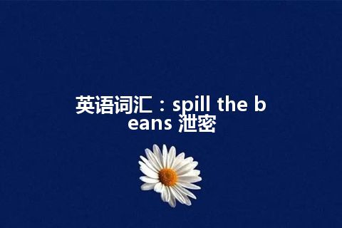 英语词汇：spill the beans 泄密