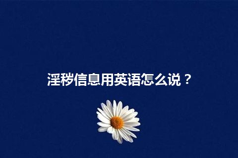 淫秽信息用英语怎么说？