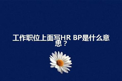 工作职位上面写HR BP是什么意思？