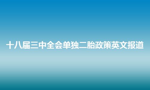 十八届三中全会单独二胎政策英文报道