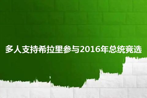 多人支持希拉里参与2016年总统竞选