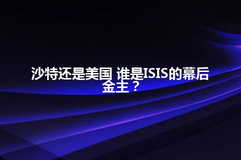 沙特还是美国 谁是ISIS的幕后金主？