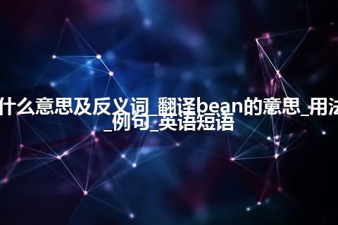 bean是什么意思及反义词_翻译bean的意思_用法_同义词_例句_英语短语