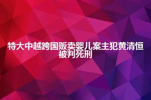 特大中越跨国贩卖婴儿案主犯黄清恒被判死刑