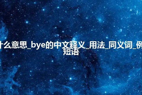 bye是什么意思_bye的中文释义_用法_同义词_例句_英语短语