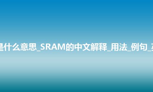 SRAM是什么意思_SRAM的中文解释_用法_例句_英语短语