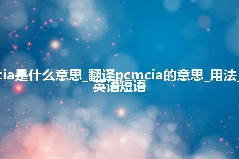 pcmcia是什么意思_翻译pcmcia的意思_用法_例句_英语短语