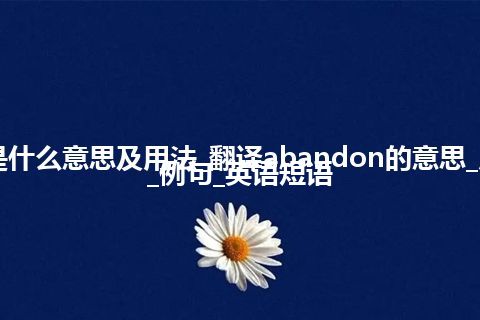 abandon是什么意思及用法_翻译abandon的意思_用法_同义词_例句_英语短语