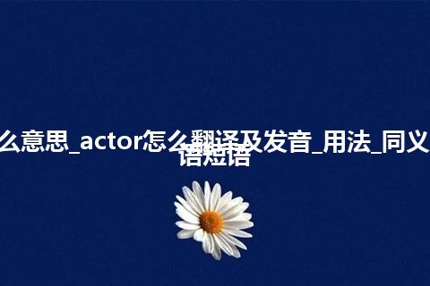 actor是什么意思_actor怎么翻译及发音_用法_同义词_例句_英语短语