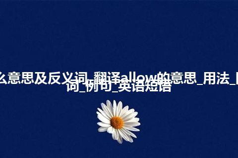 allow是什么意思及反义词_翻译allow的意思_用法_同义词_反义词_例句_英语短语