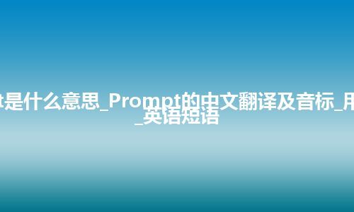 Prompt是什么意思_Prompt的中文翻译及音标_用法_例句_英语短语