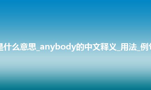 anybody是什么意思_anybody的中文释义_用法_例句_英语短语