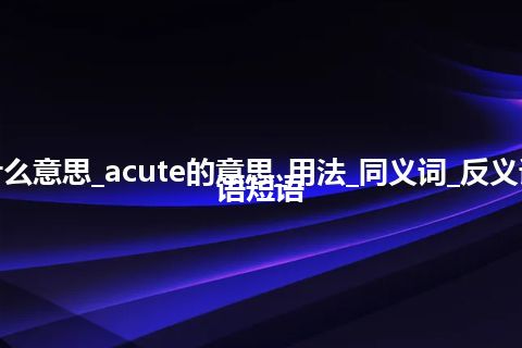 acute是什么意思_acute的意思_用法_同义词_反义词_例句_英语短语