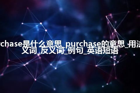 purchase是什么意思_purchase的意思_用法_同义词_反义词_例句_英语短语