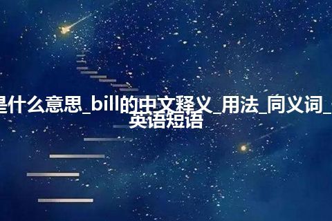 bill是什么意思_bill的中文释义_用法_同义词_例句_英语短语