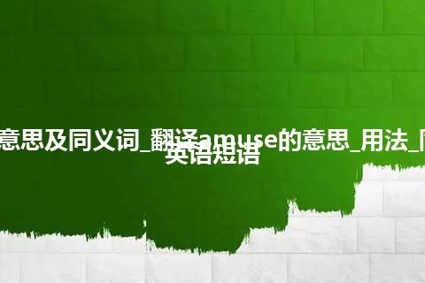 amuse什么意思及同义词_翻译amuse的意思_用法_同义词_例句_英语短语