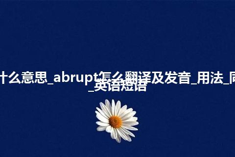 abrupt是什么意思_abrupt怎么翻译及发音_用法_同义词_例句_英语短语