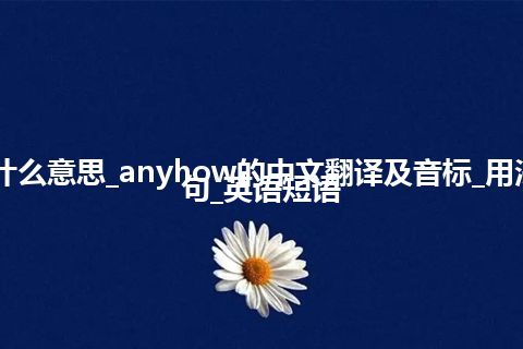 anyhow是什么意思_anyhow的中文翻译及音标_用法_同义词_例句_英语短语