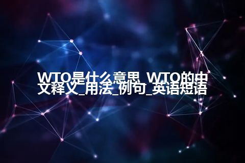 WTO是什么意思_WTO的中文释义_用法_例句_英语短语