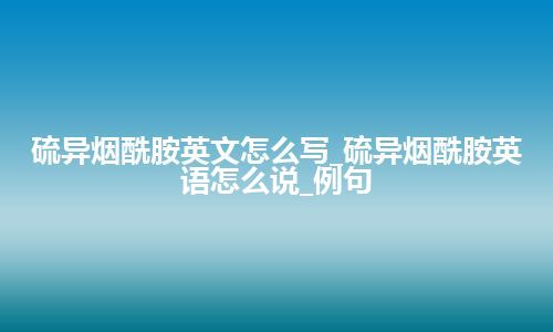 硫异烟酰胺英文怎么写_硫异烟酰胺英语怎么说_例句