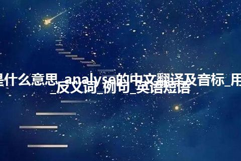 analyse是什么意思_analyse的中文翻译及音标_用法_同义词_反义词_例句_英语短语