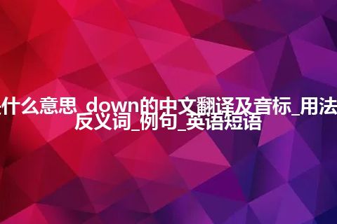 down是什么意思_down的中文翻译及音标_用法_同义词_反义词_例句_英语短语