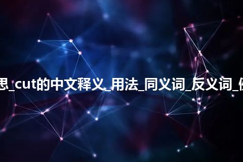 cut是什么意思_cut的中文释义_用法_同义词_反义词_例句_英语短语