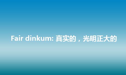 Fair dinkum: 真实的，光明正大的