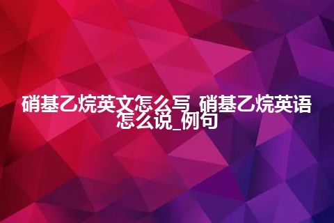 硝基乙烷英文怎么写_硝基乙烷英语怎么说_例句