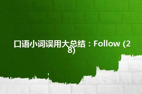 口语小词误用大总结：Follow (28)