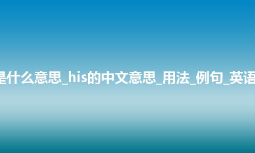 his是什么意思_his的中文意思_用法_例句_英语短语