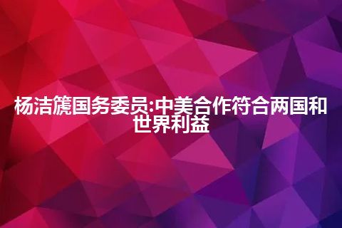 杨洁篪国务委员:中美合作符合两国和世界利益