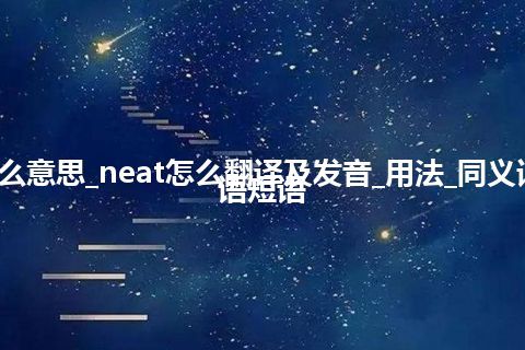 neat是什么意思_neat怎么翻译及发音_用法_同义词_例句_英语短语