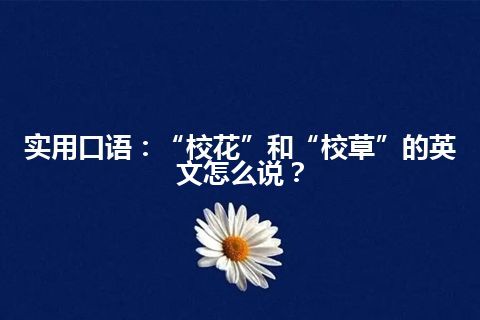 实用口语：“校花”和“校草”的英文怎么说？