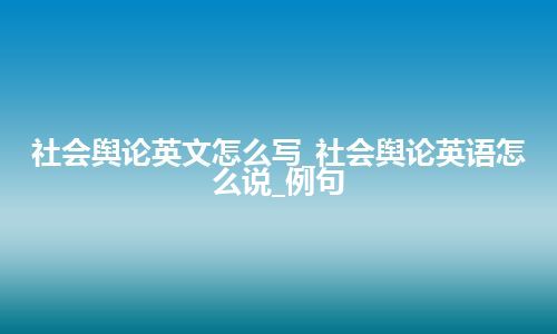 社会舆论英文怎么写_社会舆论英语怎么说_例句