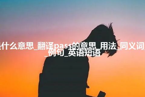 pass是什么意思_翻译pass的意思_用法_同义词_反义词_例句_英语短语