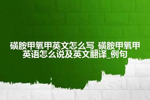 磺胺甲氧甲英文怎么写_磺胺甲氧甲英语怎么说及英文翻译_例句