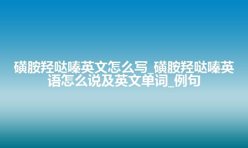 磺胺羟哒嗪英文怎么写_磺胺羟哒嗪英语怎么说及英文单词_例句