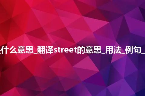 street是什么意思_翻译street的意思_用法_例句_英语短语