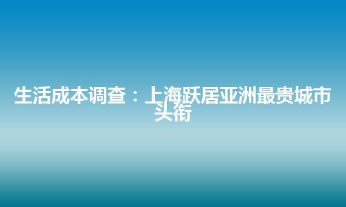 生活成本调查：上海跃居亚洲最贵城市头衔