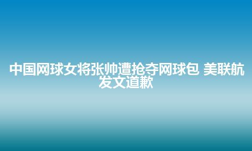 中国网球女将张帅遭抢夺网球包 美联航发文道歉