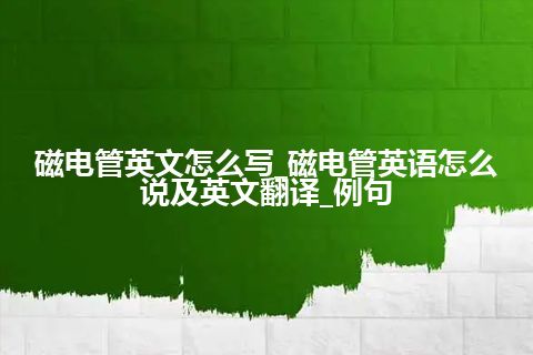 磁电管英文怎么写_磁电管英语怎么说及英文翻译_例句