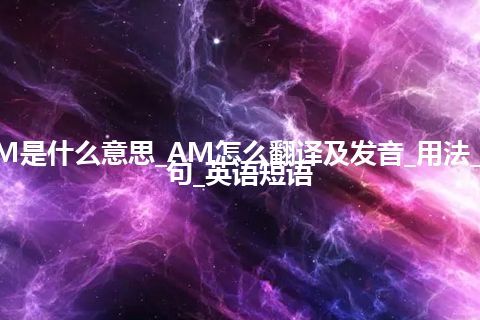 AM是什么意思_AM怎么翻译及发音_用法_例句_英语短语