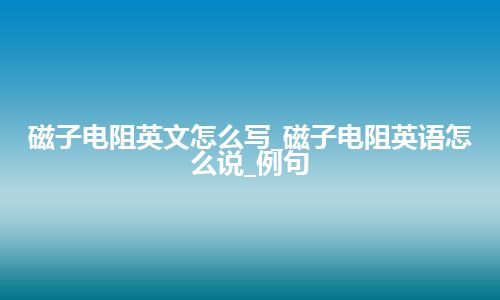 磁子电阻英文怎么写_磁子电阻英语怎么说_例句