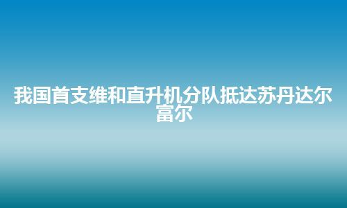 我国首支维和直升机分队抵达苏丹达尔富尔