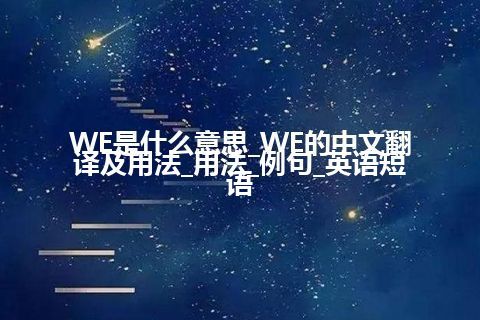 WE是什么意思_WE的中文翻译及用法_用法_例句_英语短语