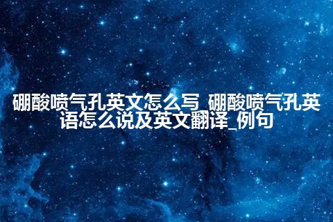 硼酸喷气孔英文怎么写_硼酸喷气孔英语怎么说及英文翻译_例句