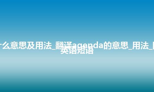 agenda是什么意思及用法_翻译agenda的意思_用法_同义词_例句_英语短语