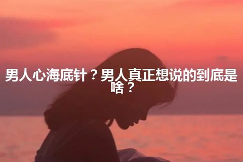 男人心海底针？男人真正想说的到底是啥？